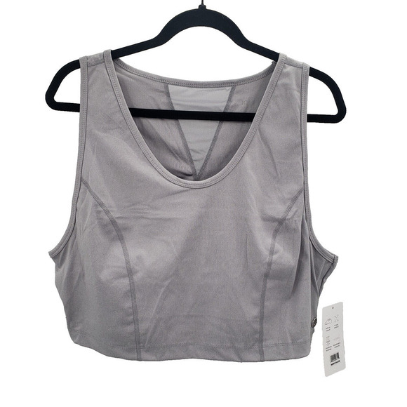 Jones New York Gray Long Line sports bra Women Plus Size 2x Medium Support Mesh - Picture 1 of 10